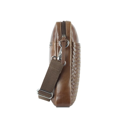 Сумка через плечо Mano "Don Luca", натуральная кожа в коньячном цвете, 23 х 26,5 х 4,5 см