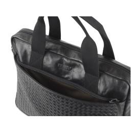 Сумка Mano "Don Luca", натуральная кожа в черном цвете, 37 х 27 х 6 см