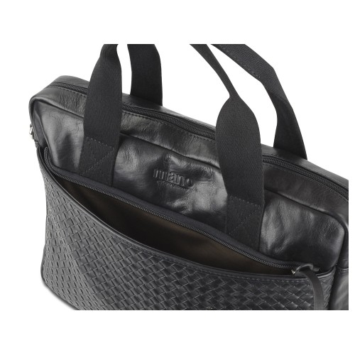 Сумка Mano "Don Luca", натуральная кожа в черном цвете, 37 х 27 х 6 см