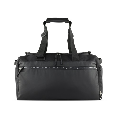 Сумка спортивная BUGATTI БЛАНК ОБЛЕГЧЕННАЯ | BLANC DELIGHT, чёрная, нейлон RPET600D/тарпаулин/полиэстер, 47х23х28 см, 22 л