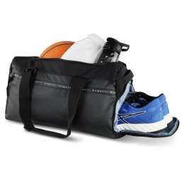 Сумка спортивная BUGATTI БЛАНК ОБЛЕГЧЕННАЯ | BLANC DELIGHT, чёрная, нейлон RPET600D/тарпаулин/полиэстер, 47х23х28 см, 22 л