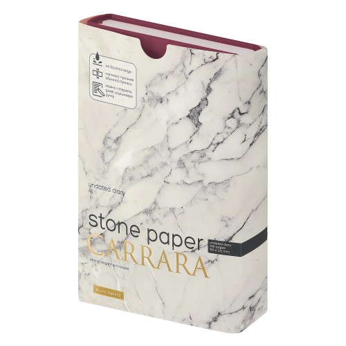 Ежедневник с каменной бумагой недатированный А5 "Carrara", бордовый