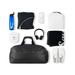 Сумка спортивная BUGATTI БЛАНК | BLANC, чёрная, тарпаулин/полиэстер, 52х26х27,5 см