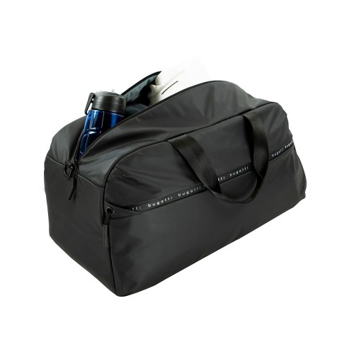 Сумка спортивная BUGATTI БЛАНК | BLANC, чёрная, тарпаулин/полиэстер, 52х26х27,5 см