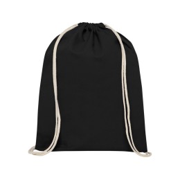 Рюкзак со шнурком Oregon хлопка плотностью 140 г/м2, черный