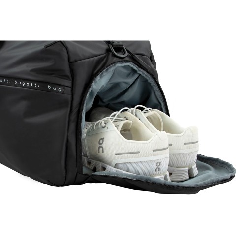 Сумка спортивная BUGATTI БЛАНК | BLANC, чёрная, тарпаулин/полиэстер, 52х26х27,5 см