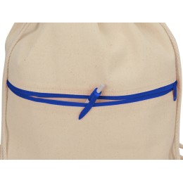 Рюкзак-мешок хлопковый Lark с цветной молнией, натуральный/синий