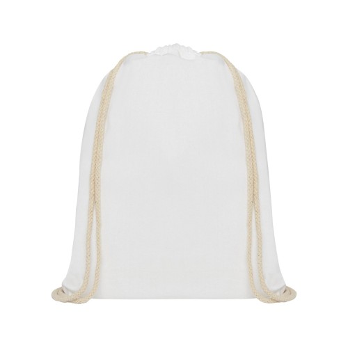 Рюкзак со шнурком Oregon хлопка плотностью 140 г/м2, белый