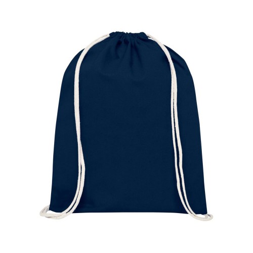 Рюкзак со шнурком Tenes из хлопка плотностью 140 г/м2, темно-синий