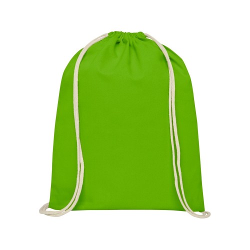 Рюкзак со шнурком Oregon хлопка плотностью 140 г/м2, лайм