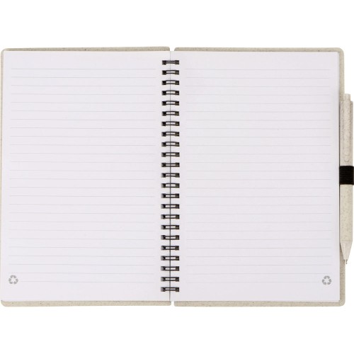 Блокнот А5 «Toledo M», бежевый + ручка шариковая «Pianta» из пшеничной соломы, бежевый