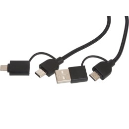 Универсальный зарядный кабель из переработанных ПЭТ и ТПЕ «Acalypha», быстрая зарядка 25 Вт, черный