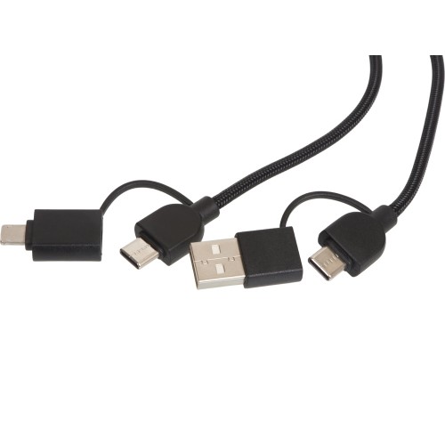 Универсальный зарядный кабель из переработанных ПЭТ и ТПЕ «Acalypha», быстрая зарядка 25 Вт, черный