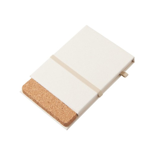 Блокнот с подставкой для телефона из пробки "Milky S", молочно-белый