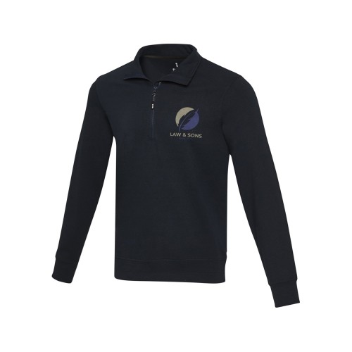 Tin унисекс-свитер с молнией на четверть из переработанных материалов Aware™ - Темно - синий