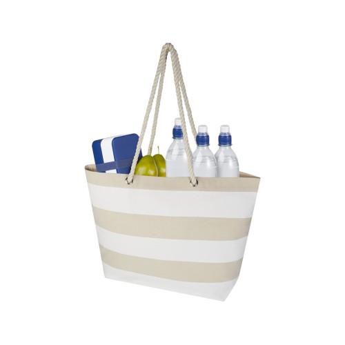 Florida пляжная эко-сумка из переработанного материала, сертифицированного по стандарту GRS, плотностью 270 г/м² 18L - Натуральный / Белый