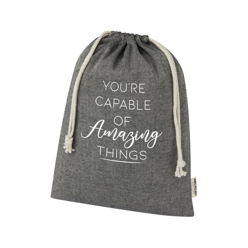 Большая подарочная сумка Pheebs объемом 4 л из хлопка плотностью 150 г/м2, черный