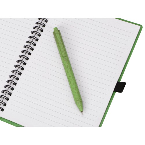 Блокнот А5 «Toledo M», зеленый + ручка шариковая «Pianta» из пшеничной соломы, зеленый