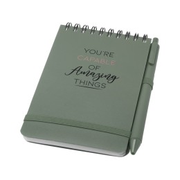 Блокнот Thalaasa формата А6 в твердой обложке из океанического пластика с шариковой ручкой - Зеленый яркий