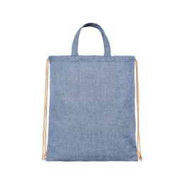 Рюкзак со шнурком Pheebs из 210 г/м2 переработанного хлопка, синий меланж