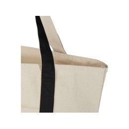 Sam эко- сумка из переработанного хлопка, сертифицированного согласно GRS, плотностью 320 г/м² - сплошной черный / Натуральный