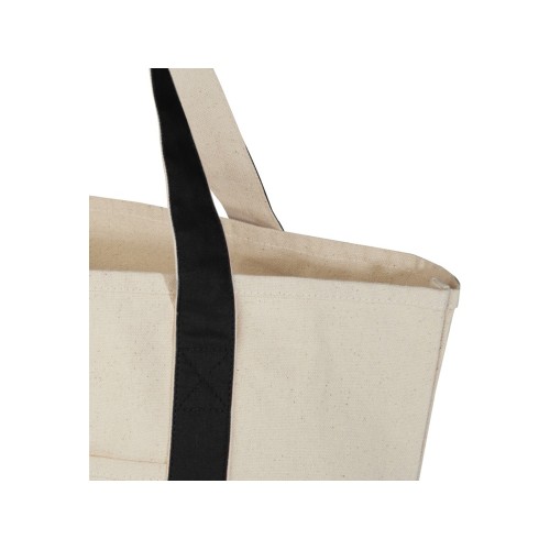 Sam эко- сумка из переработанного хлопка, сертифицированного согласно GRS, плотностью 320 г/м² - сплошной черный / Натуральный