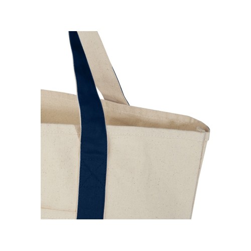 Sam эко- сумка из переработанного хлопка, сертифицированного согласно GRS, плотностью 320 г/м² - Темно - синий / Натуральный