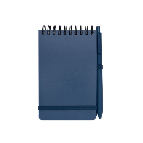 Блокнот Thalaasa формата А6 в твердой обложке из океанического пластика с шариковой ручкой - Синий