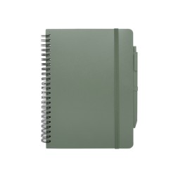 Блокнот Thalaasa формата А5 в твердой обложке из океанического пластика с шариковой ручкой - Зеленый яркий