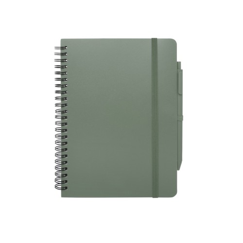 Блокнот Thalaasa формата А5 в твердой обложке из океанического пластика с шариковой ручкой - Зеленый яркий