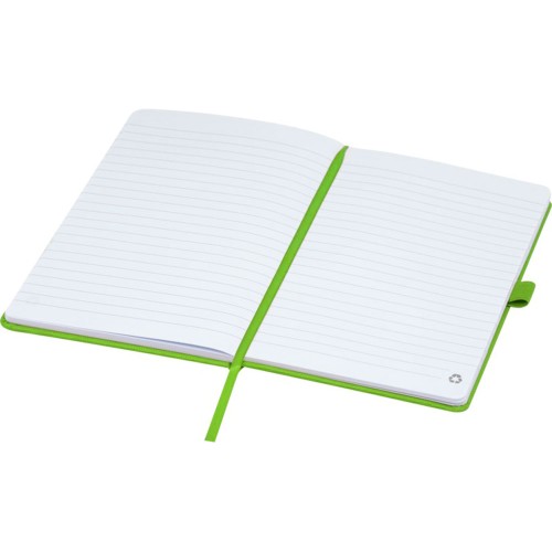 Блокнот Honua форматом A5 из переработанной бумаги с обложкой из переработанного ПЭТ, зеленый лайм