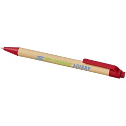 Шариковая ручка Berk из переработанного картона и кукурузного пластика, натуральный/красный