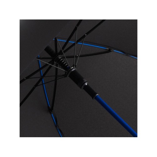 Зонт-трость 1084 Colorline с цветными спицами и куполом из переработанного пластика, черный/синий