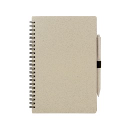 Блокнот А5 «Toledo M», бежевый + ручка шариковая «Pianta» из пшеничной соломы, бежевый