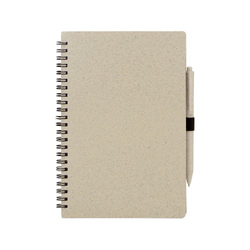 Блокнот А5 «Toledo M», бежевый + ручка шариковая «Pianta» из пшеничной соломы, бежевый