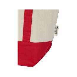 Sam эко- сумка из переработанного хлопка, сертифицированного согласно GRS, плотностью 320 г/м² - Красный / Натуральный