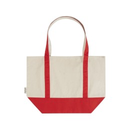 Sam эко- сумка из переработанного хлопка, сертифицированного согласно GRS, плотностью 320 г/м² - Красный / Натуральный