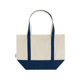 Sam эко- сумка из переработанного хлопка, сертифицированного согласно GRS, плотностью 320 г/м² - Темно - синий / Натуральный