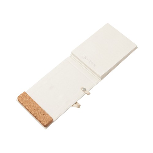 Блокнот с подставкой для телефона из пробки "Milky S", молочно-белый