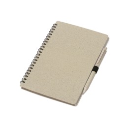 Блокнот А5 «Toledo M», бежевый + ручка шариковая «Pianta» из пшеничной соломы, бежевый