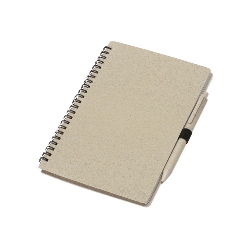 Блокнот А5 «Toledo M», бежевый + ручка шариковая «Pianta» из пшеничной соломы, бежевый