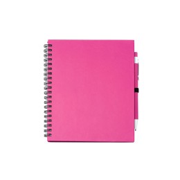 Блокнот LEYNAX с ручкой из переработанного картона, фуксия
