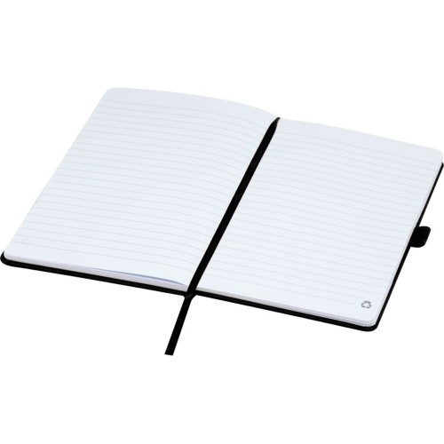 Блокнот Honua форматом A5 из переработанной бумаги с обложкой из переработанного ПЭТ, черный