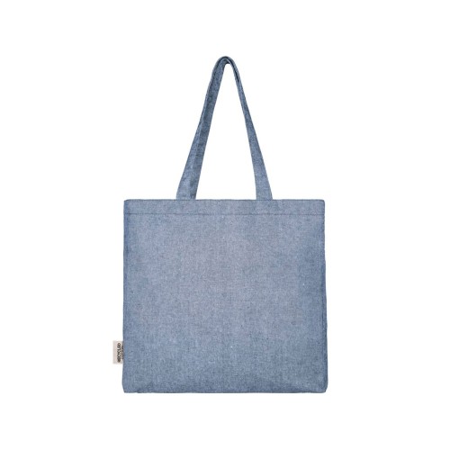 Эко-сумка Pheebs с клинчиком, изготовленная из переработанного хлопка, плотность 210 г/м2, синий мела