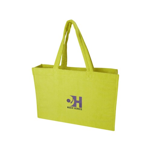 Пляжная эко-сумка Siam объемом 13 л из переработанной махровой ткани, сертифицированной GRS - Лайм