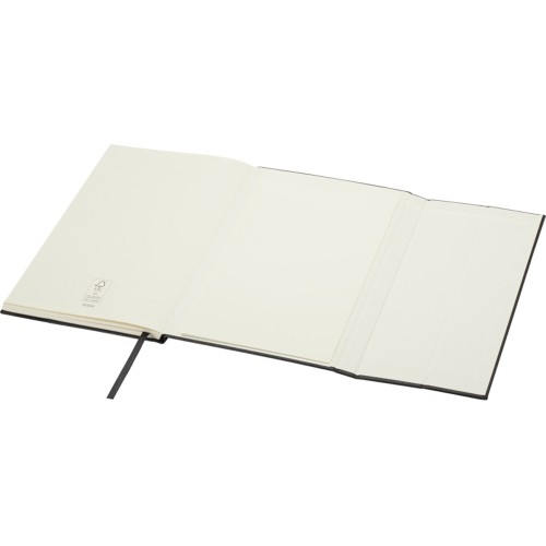 Блокнот Alejandra формата А5 с твердой обложкой из переработанной кожи - сплошной черный