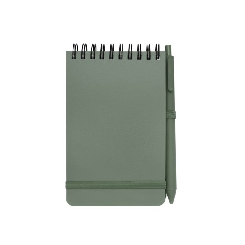 Блокнот Thalaasa формата А6 в твердой обложке из океанического пластика с шариковой ручкой - Зеленый яркий