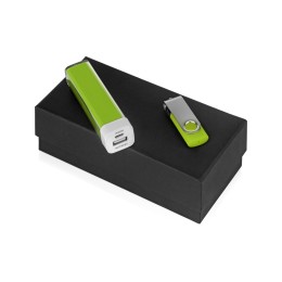 Подарочный набор Flashbank с флешкой и зарядным устройством, зеленый