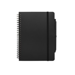 Блокнот Thalaasa формата А5 в твердой обложке из океанического пластика с шариковой ручкой - сплошной черный