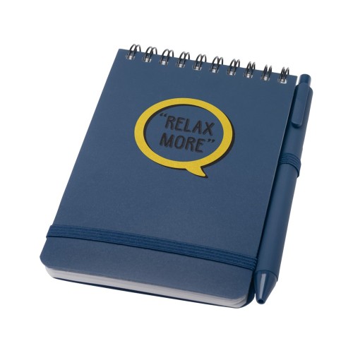 Блокнот Thalaasa формата А6 в твердой обложке из океанического пластика с шариковой ручкой - Синий